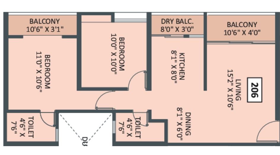 Basil-Fab-11-FLoor-Plan-2 BHK-746 Sqft
